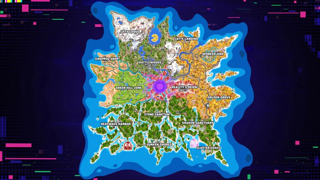 Hacked Island map overview for Chapter 7 Season 4